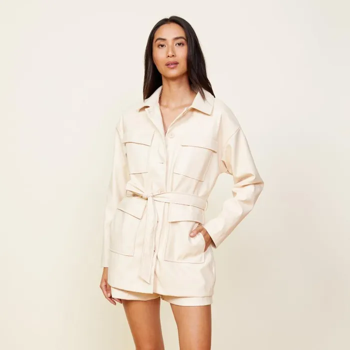 MONROW JACKETS Faux Leather Pocket Jacket Off White 8211 Shop