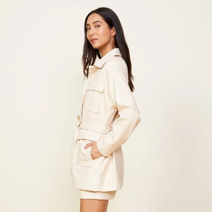 MONROW JACKETS Faux Leather Pocket Jacket Off White 8211 Shop