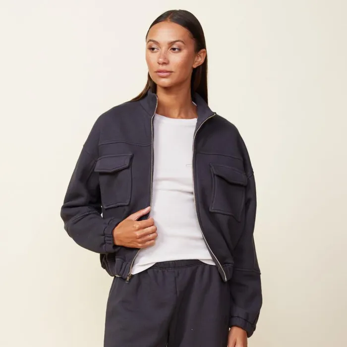 MONROW JACKETS Seamed Bomber Jacket Faded Black 8211 Shop