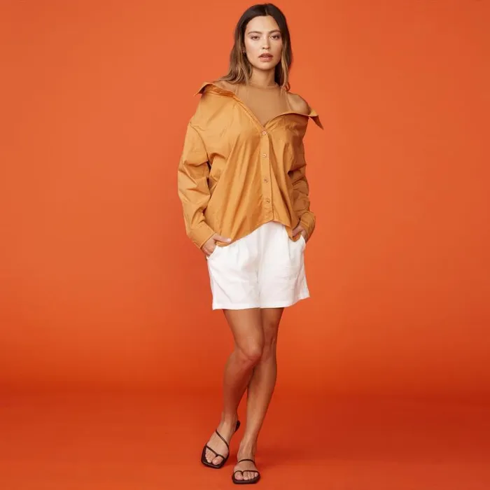 MONROW LONG SLEEVE Poplin Tank Shirt Doe 8211 Shop