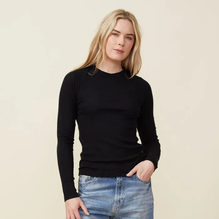 MONROW LONG SLEEVE Supima Rib Long Sleeve Crew Black 8211 Shop