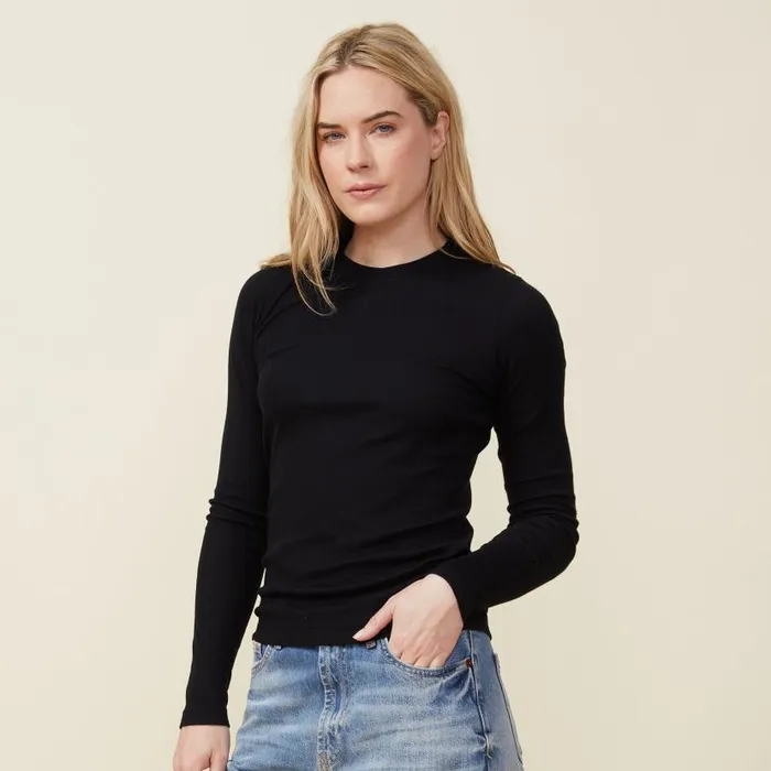 MONROW LONG SLEEVE Supima Rib Long Sleeve Crew Black 8211 Shop
