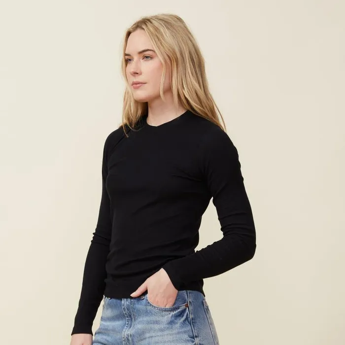 MONROW LONG SLEEVE Supima Rib Long Sleeve Crew Black 8211 Shop