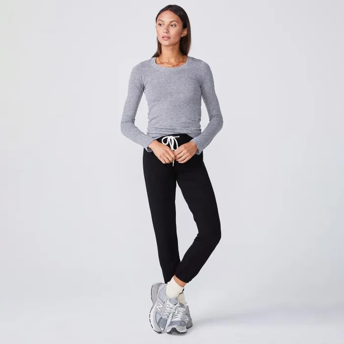 MONROW LONG SLEEVE Textured TriBlend Fitted Long Sleeve Crew Granite 8211 Shop
