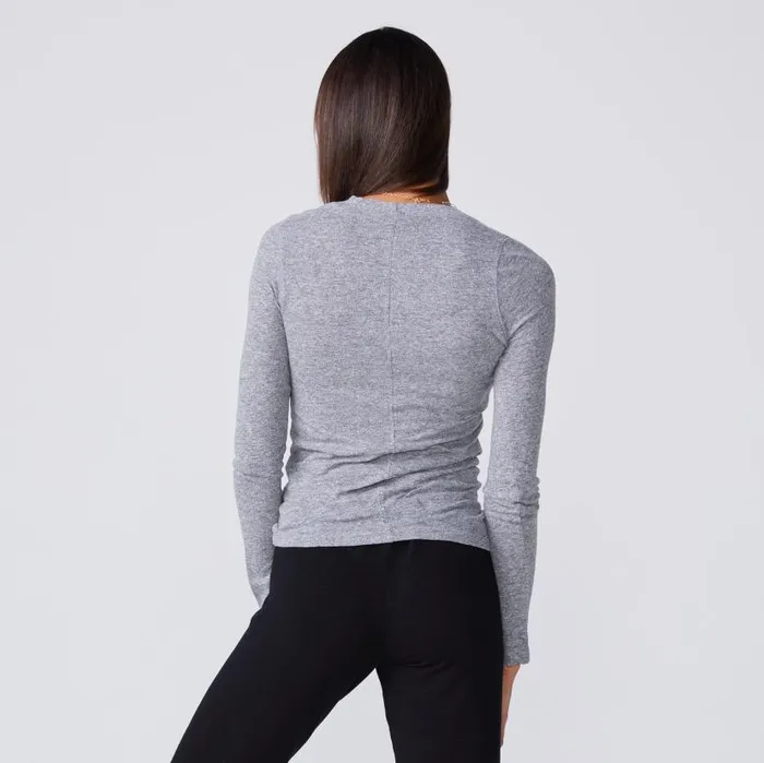 MONROW LONG SLEEVE Textured TriBlend Fitted Long Sleeve Crew Granite 8211 Shop
