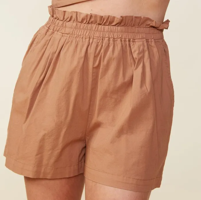 MONROW SHORTS Poplin Paperbag Shorts Sahara 8211 Shop