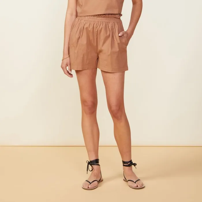 MONROW SHORTS Poplin Paperbag Shorts Sahara 8211 Shop