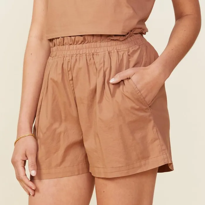 MONROW SHORTS Poplin Paperbag Shorts Sahara 8211 Shop