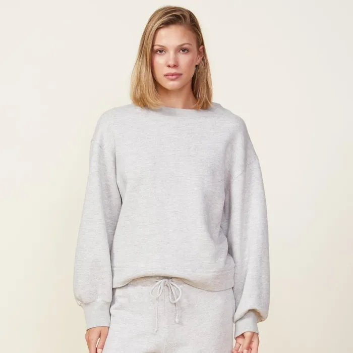 MONROW SWEATSHIRTS Blouson Sleeve Crew Neck Sweatshirt Heather Grey 8211 Shop