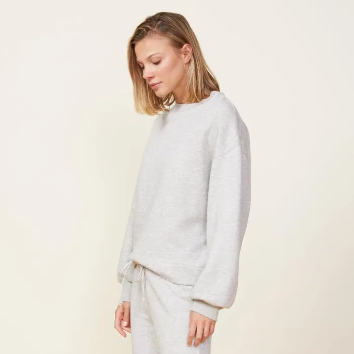 MONROW SWEATSHIRTS Blouson Sleeve Crew Neck Sweatshirt Heather Grey 8211 Shop