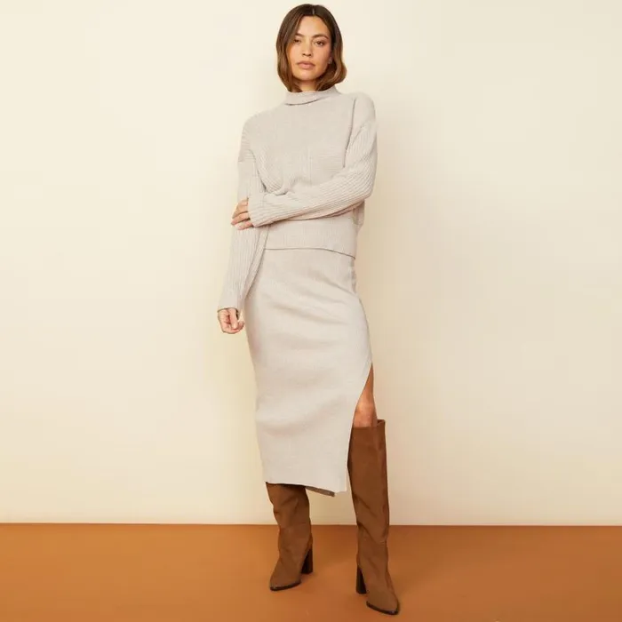 MONROW SWEATSHIRTS Mock Neck Rib Sweater Ash 8211 Shop