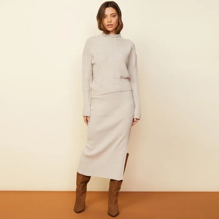MONROW SWEATSHIRTS Mock Neck Rib Sweater Ash 8211 Shop