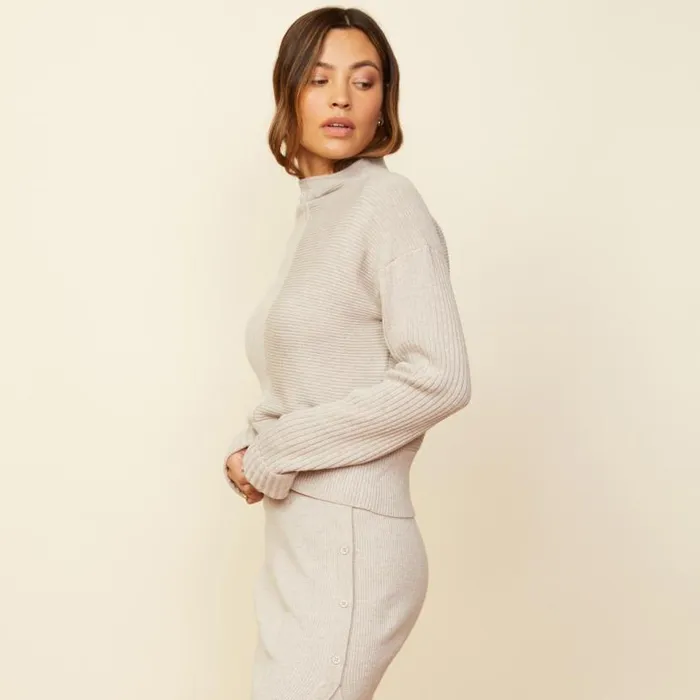MONROW SWEATSHIRTS Mock Neck Rib Sweater Ash 8211 Shop