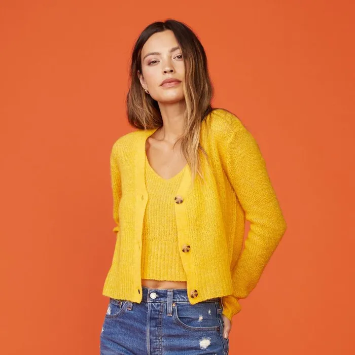 MONROW SWEATSHIRTS Mohair Cardigan Sunshine 8211 Shop