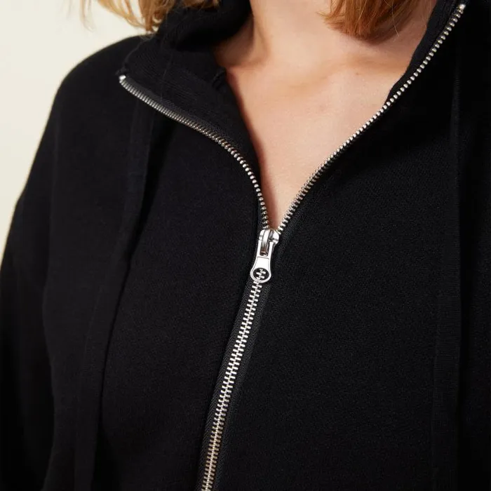 MONROW SWEATSHIRTS Soft Knit Zip Up Hoody Black 8211 Shop