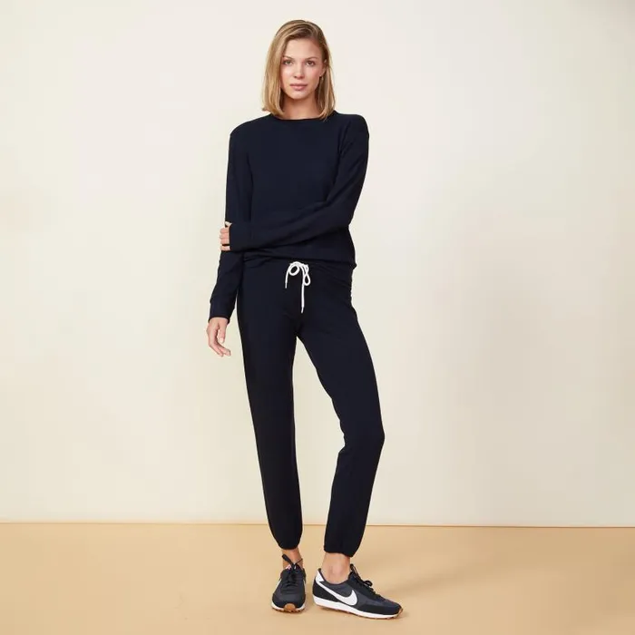 MONROW SWEATSHIRTS Supersoft Crew Neck Sweatshirt Blue Black 8211 Shop
