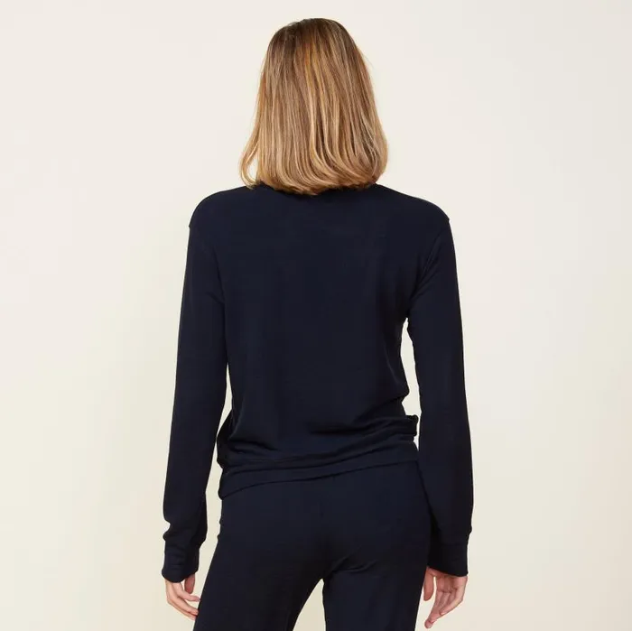 MONROW SWEATSHIRTS Supersoft Crew Neck Sweatshirt Blue Black 8211 Shop