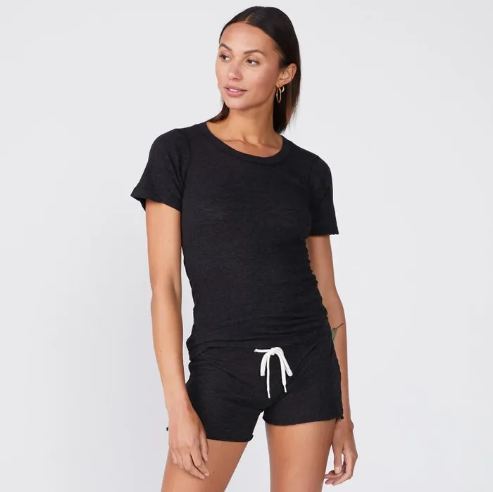 MONROW TEES Textured TriBlend Fitted Crew Neck Tee Black 8211 Shop