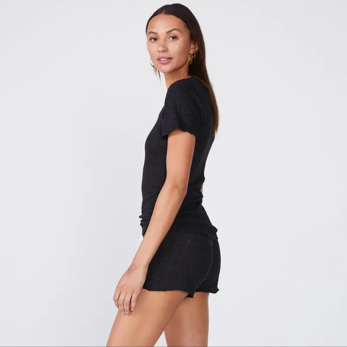 MONROW TEES Textured TriBlend Fitted Crew Neck Tee Black 8211 Shop