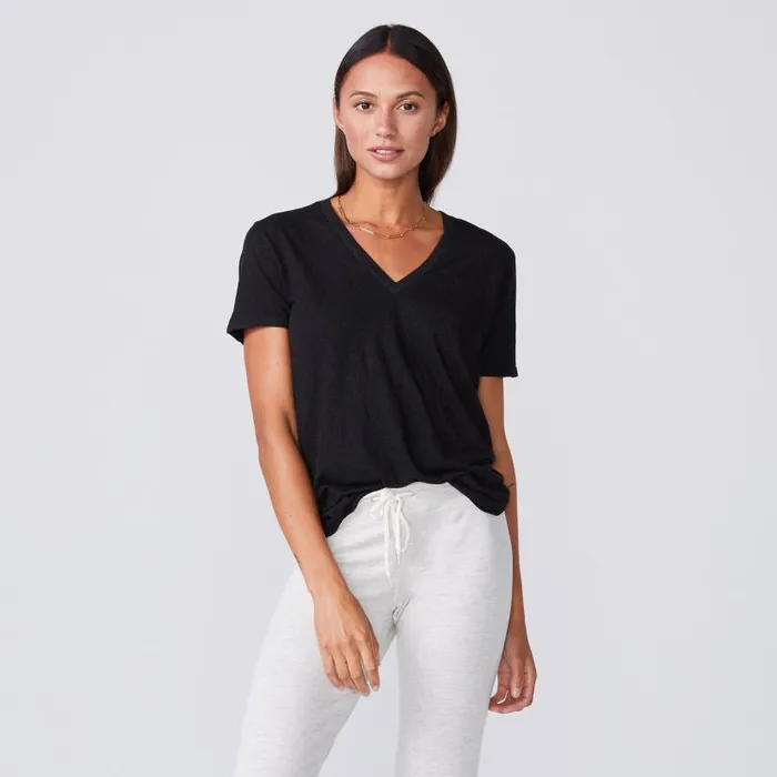 MONROW TEES Textured TriBlend Relaxed V Neck Tee Black 8211 Shop