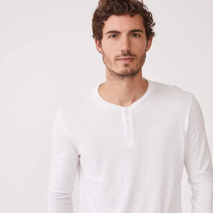 MONROW VIEW ALL Long Sleeve Henley White 8211 Shop