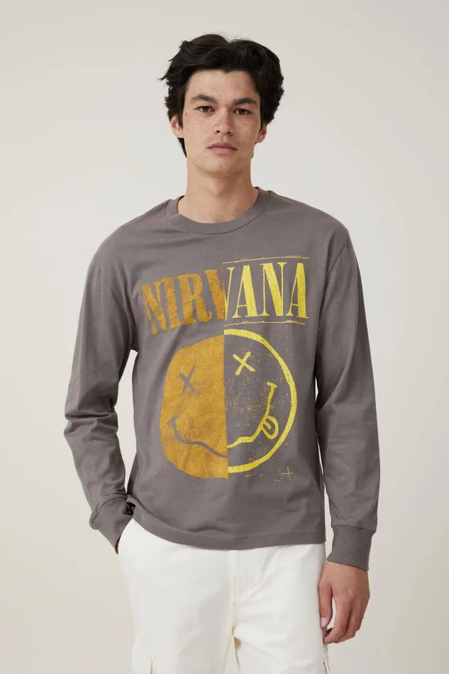 Music Long Sleeve TShirt Lcn Mt Slate Stone Nirvana 8211 Smiley Half Men Cotton On Tees and Tanks Music Long Sleeve TShirt Lcn Mt Slate Stone Nirvana 8211 Smiley Half Men Cotton On Tees and Tanks