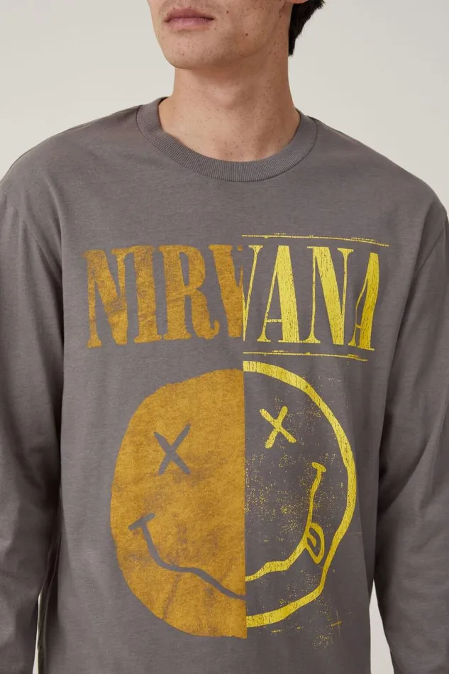 Music Long Sleeve TShirt Lcn Mt Slate Stone Nirvana 8211 Smiley Half Men Cotton On Tees and Tanks Music Long Sleeve TShirt Lcn Mt Slate Stone Nirvana 8211 Smiley Half Men Cotton On Tees and Tanks
