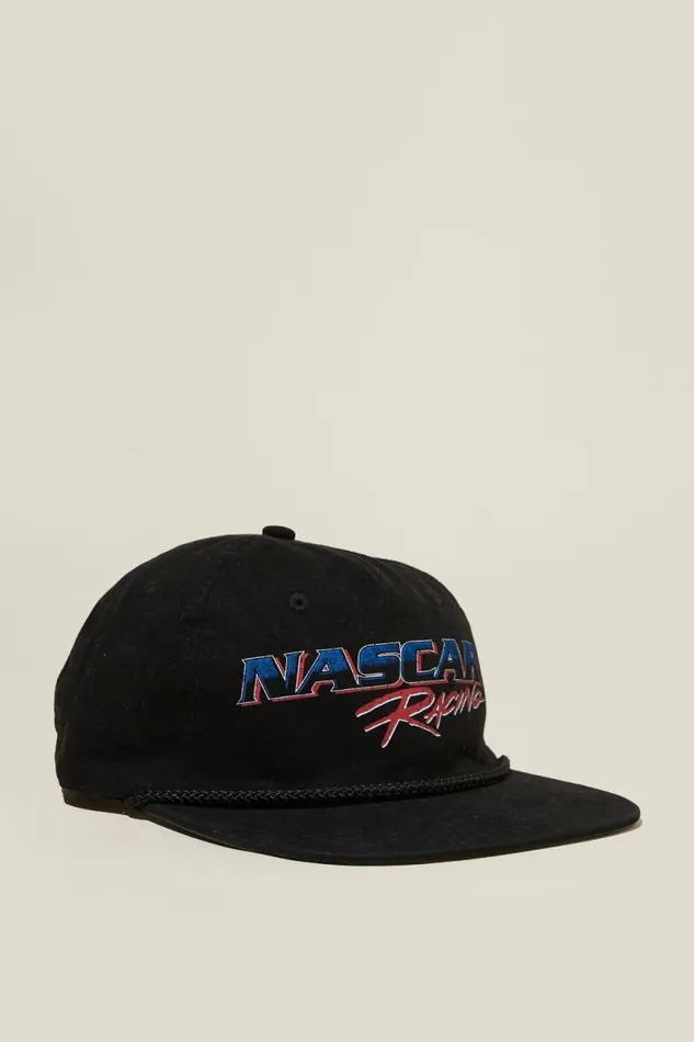 Nascar 5 Panel Graphic Hat Lcn Ncr Washed Black Racing Logo Men Cotton On Hats