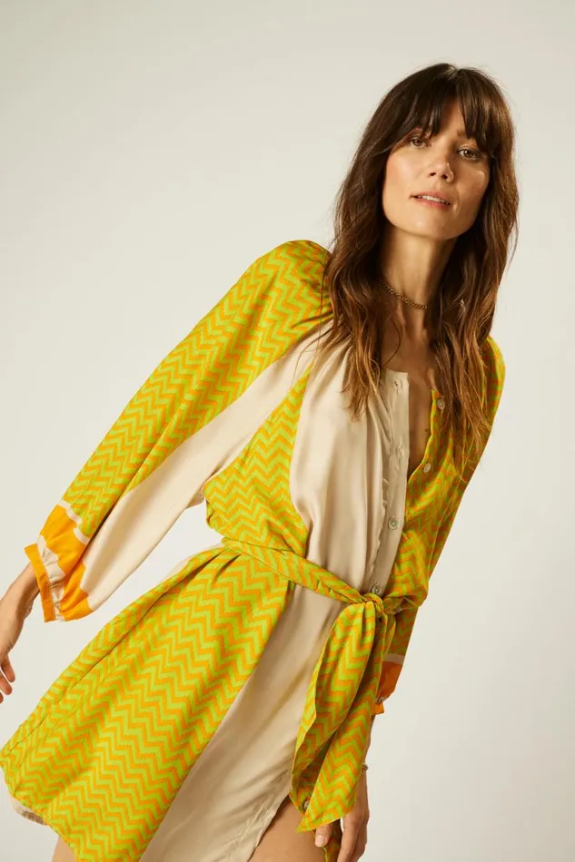 Natalie Martin ALEX SHORT DRESS Block Zigzag Tangerine Shop Dresses