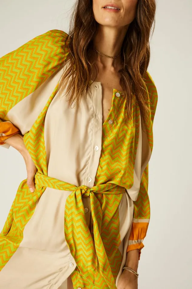 Natalie Martin ALEX SHORT DRESS Block Zigzag Tangerine Shop Dresses