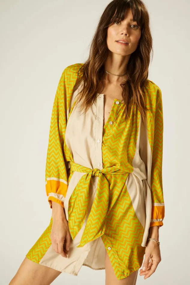 Natalie Martin ALEX SHORT DRESS Block Zigzag Tangerine Shop Dresses