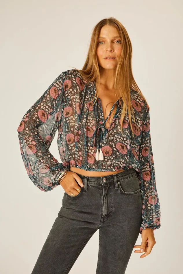 Natalie Martin AMELIA TOP Vintage Flowers Indigo Shop Tops