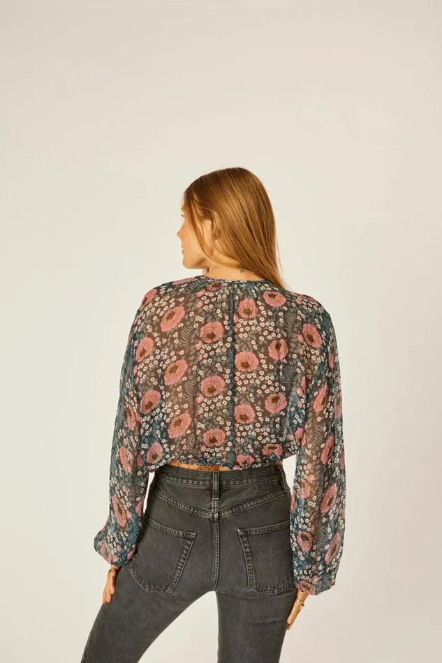 Natalie Martin AMELIA TOP Vintage Flowers Indigo Shop Tops