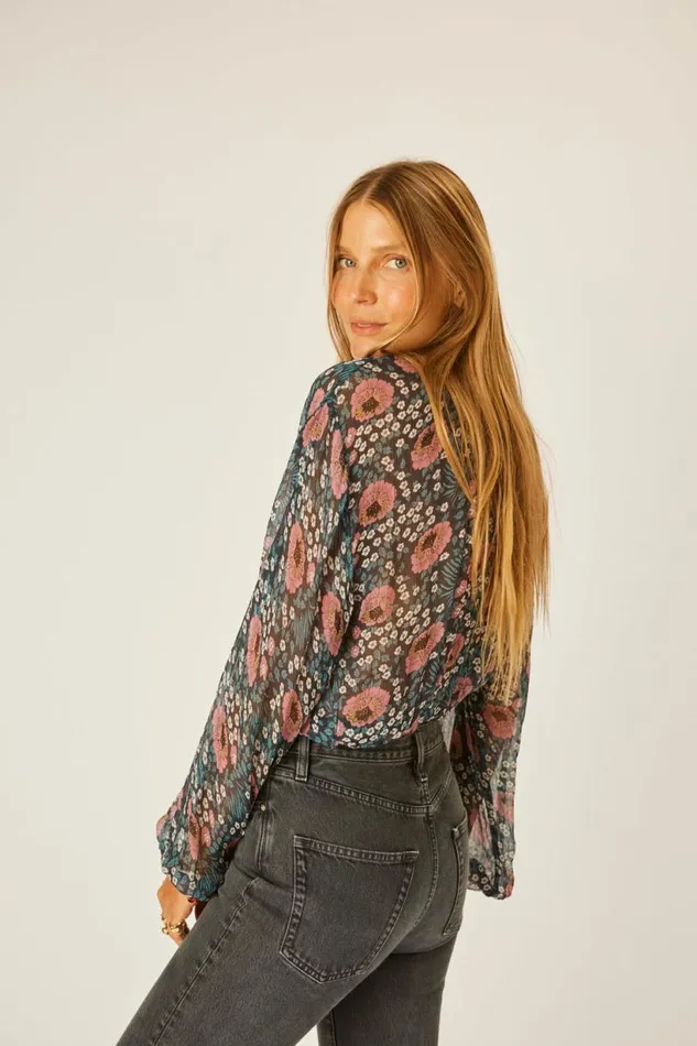 Natalie Martin AMELIA TOP Vintage Flowers Indigo Shop Tops
