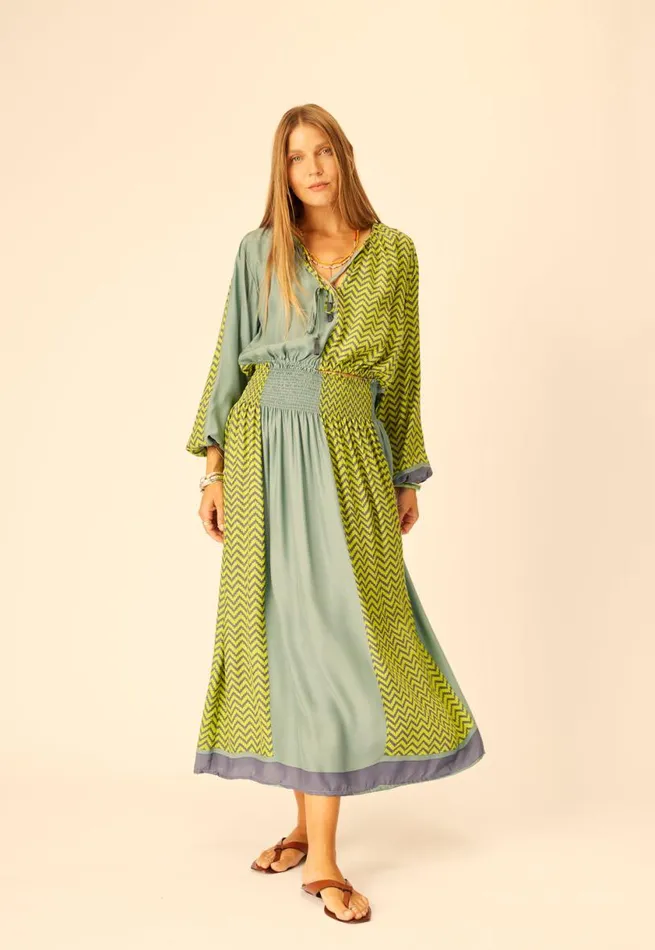 Natalie Martin BELLA SKIRT Block Zigzag Lime Shop Bottoms