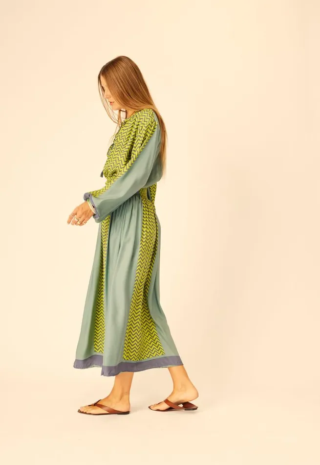 Natalie Martin BELLA SKIRT Block Zigzag Lime Shop Bottoms