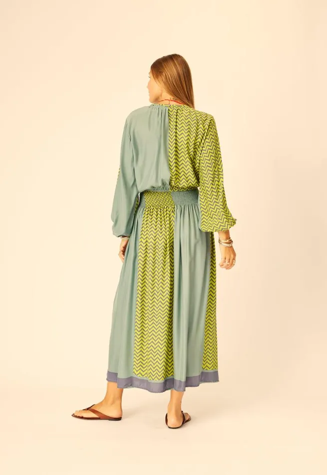 Natalie Martin BELLA SKIRT Block Zigzag Lime Shop Bottoms