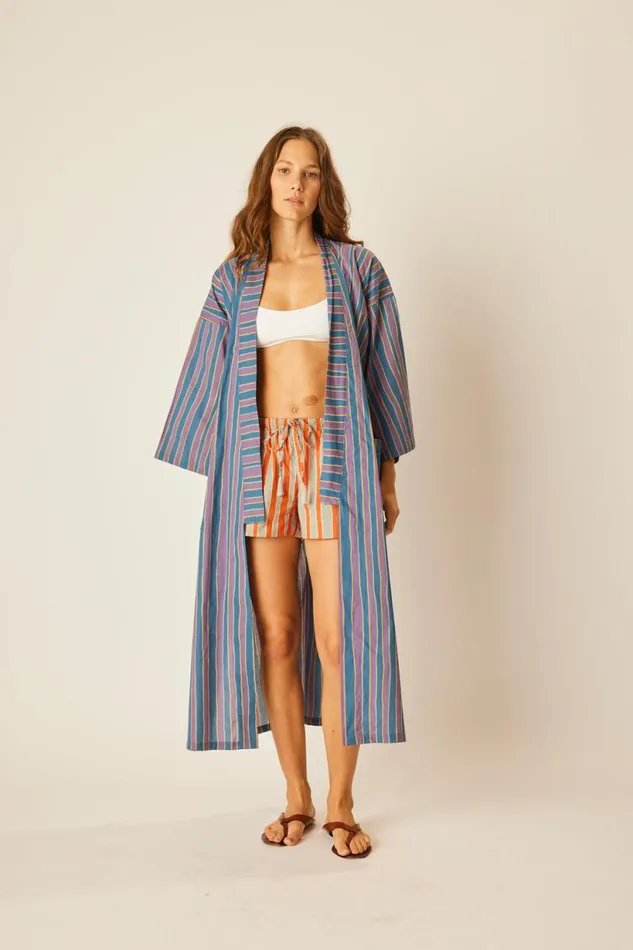 Natalie Martin DIANE SMOKING JACKET Batik Stripe Lavender Shop Coverups