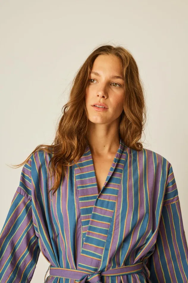 Natalie Martin DIANE SMOKING JACKET Batik Stripe Lavender Shop Coverups