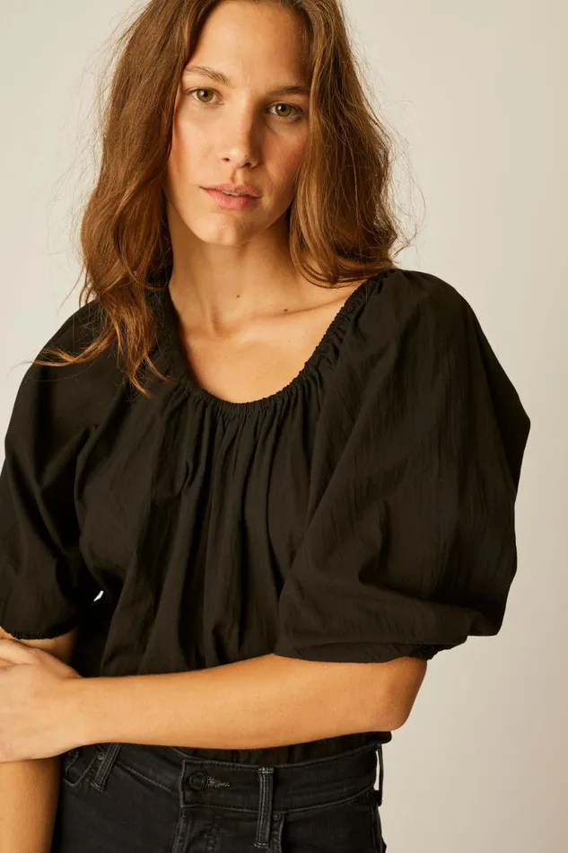 Natalie Martin ELLA TOP Black Flat Cotton Shop Tops