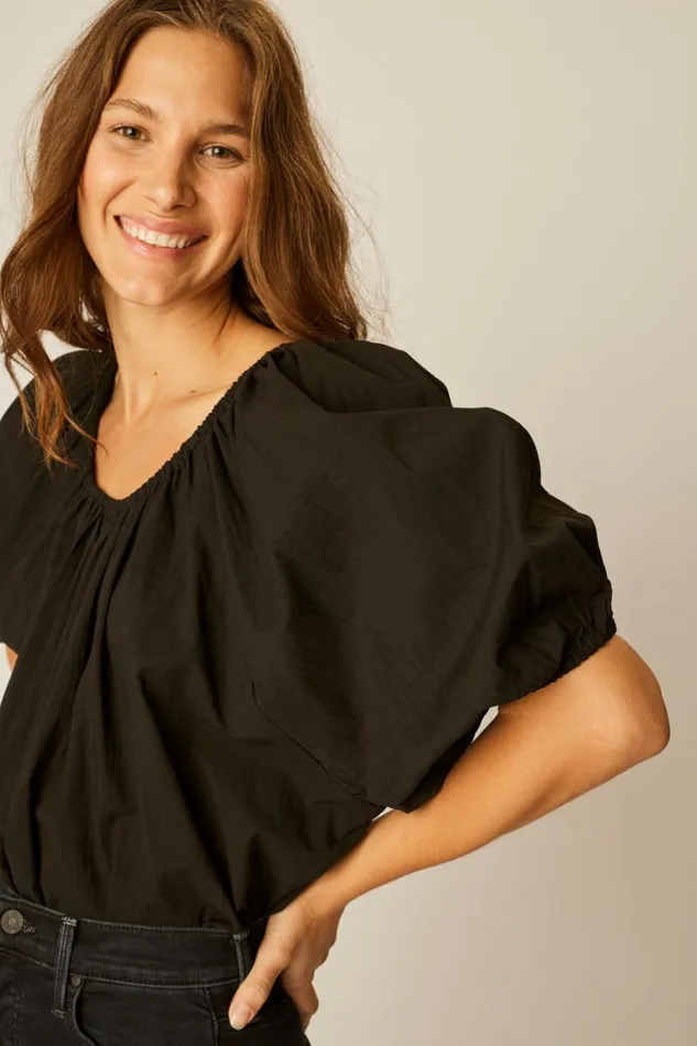 Natalie Martin ELLA TOP Black Flat Cotton Shop Tops