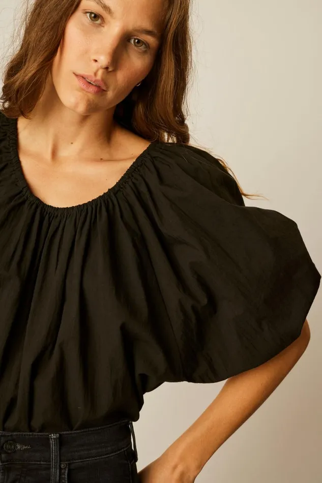 Natalie Martin ELLA TOP Black Flat Cotton Shop Tops