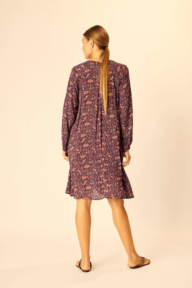 Natalie Martin FIORE SHORT DRESS Petite Fleur Aubergine Shop Dresses