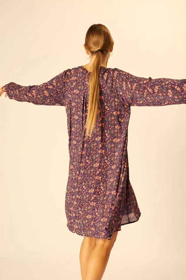 Natalie Martin FIORE SHORT DRESS Petite Fleur Aubergine Shop Dresses