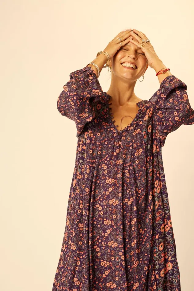 Natalie Martin FIORE SHORT DRESS Petite Fleur Aubergine Shop Dresses