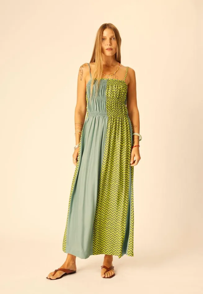 Natalie Martin GINA MAXI Block Zigzag Aubergine Shop Dresses