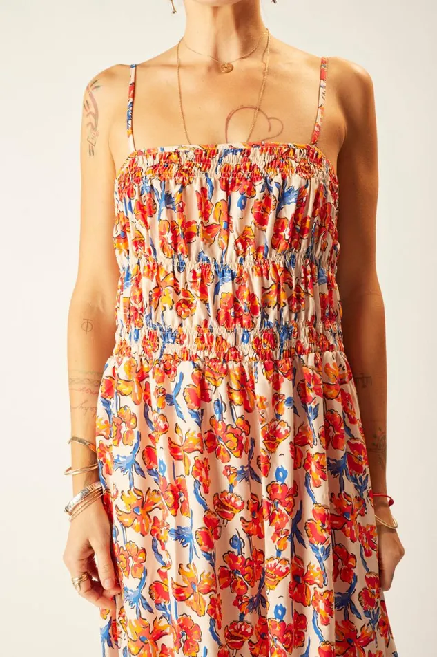 Natalie Martin GINA MAXI Silk Watercolor Clementine Shop Dresses