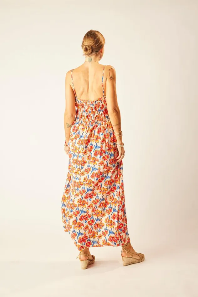 Natalie Martin GINA MAXI Silk Watercolor Clementine Shop Dresses