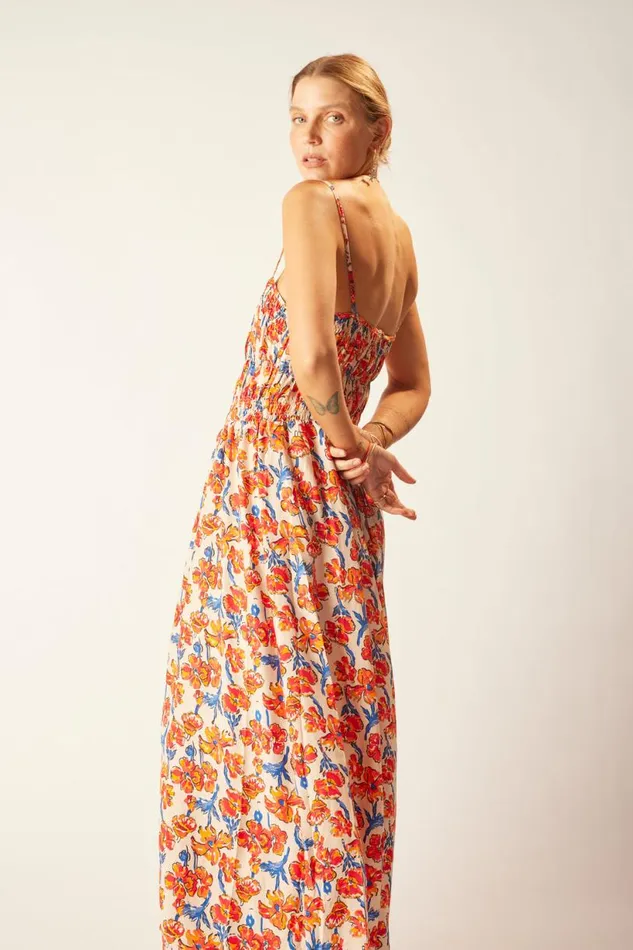 Natalie Martin GINA MAXI Silk Watercolor Clementine Shop Dresses