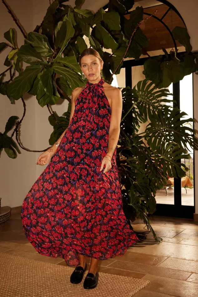 Natalie Martin INDIANA MAXI Chiffon Watercolor Onyx Shop Dresses
